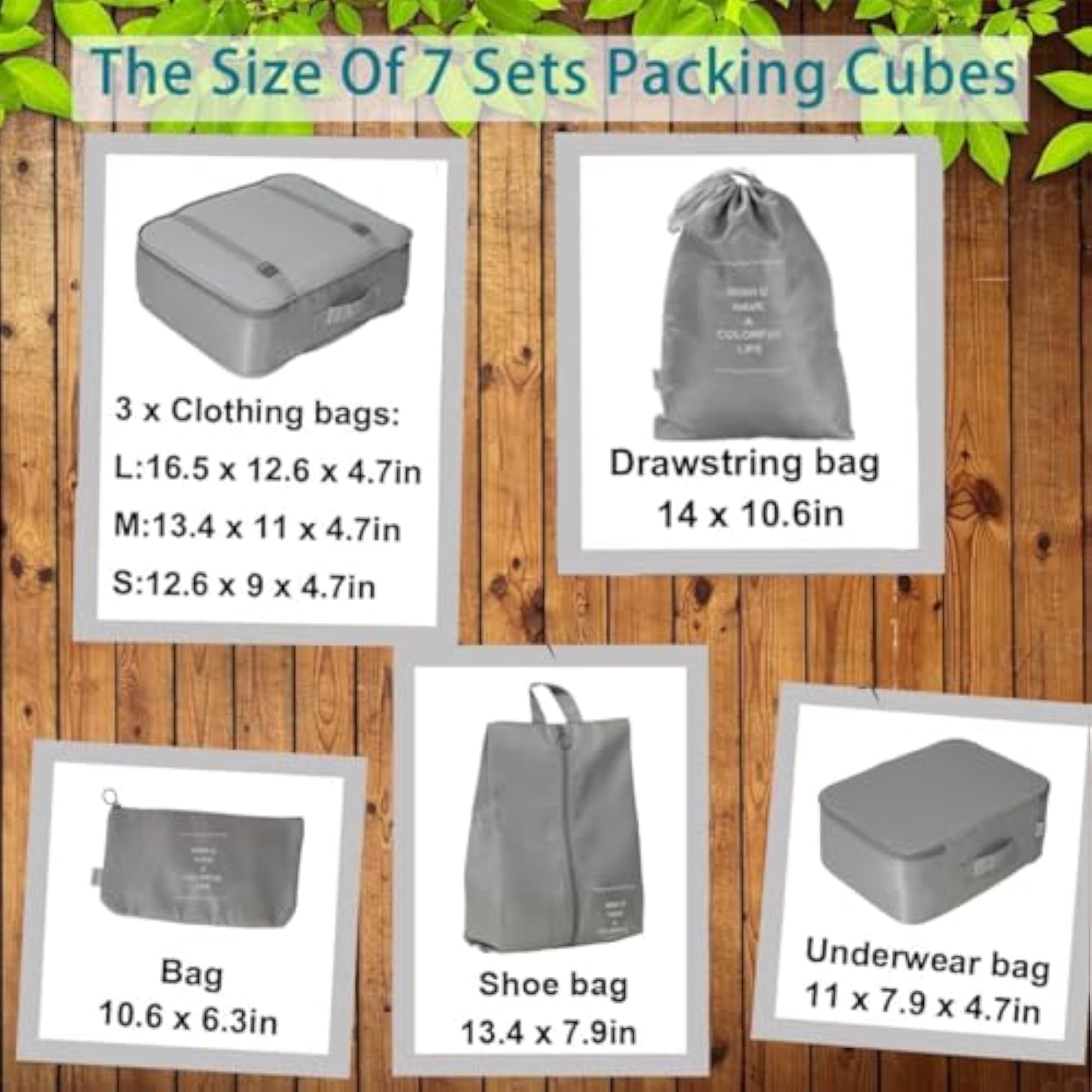 7 Pcs Packing Organizers Set with Toiletry Bag
